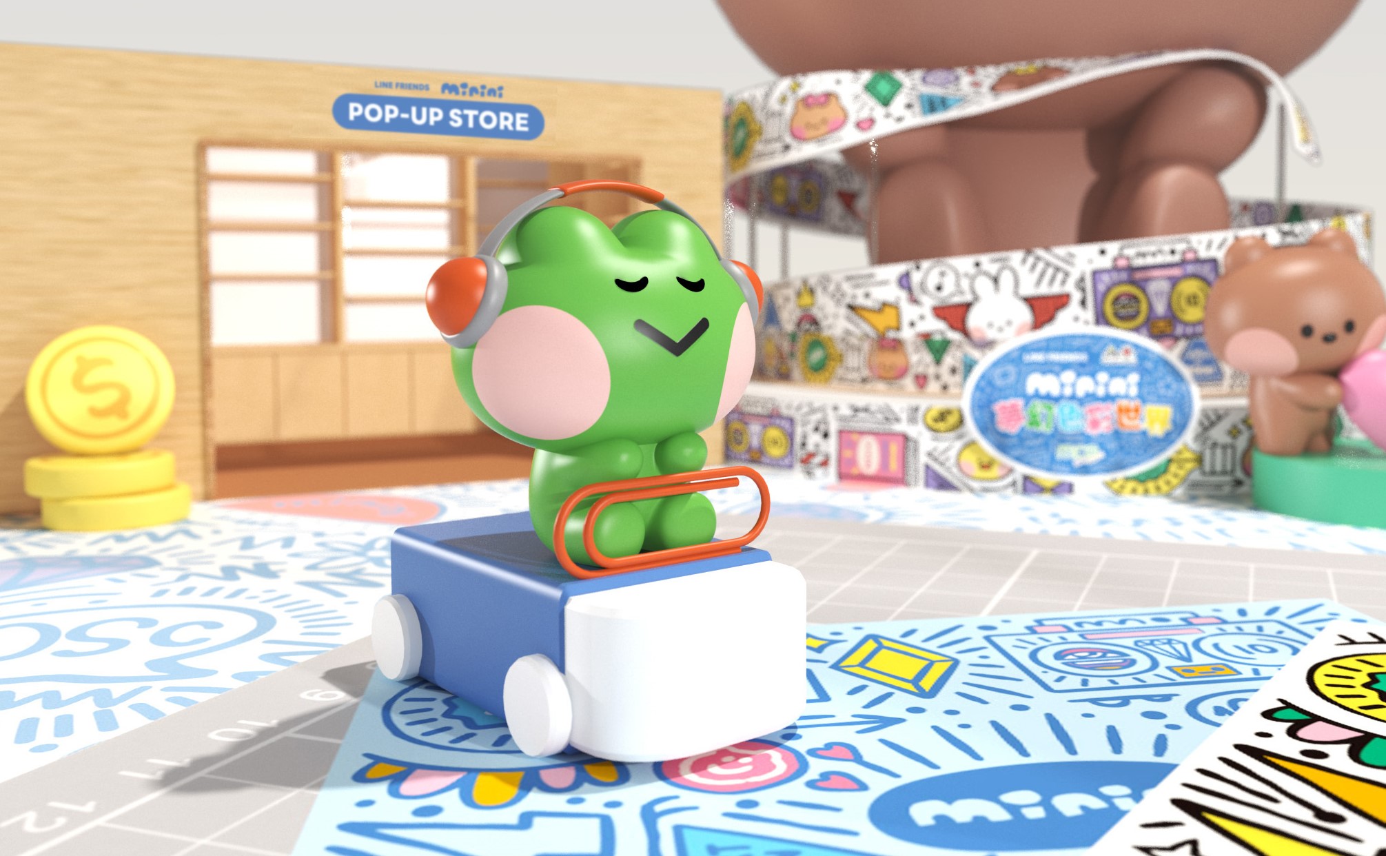 「LINE FRIENDS lenini駕駛擦膠車」